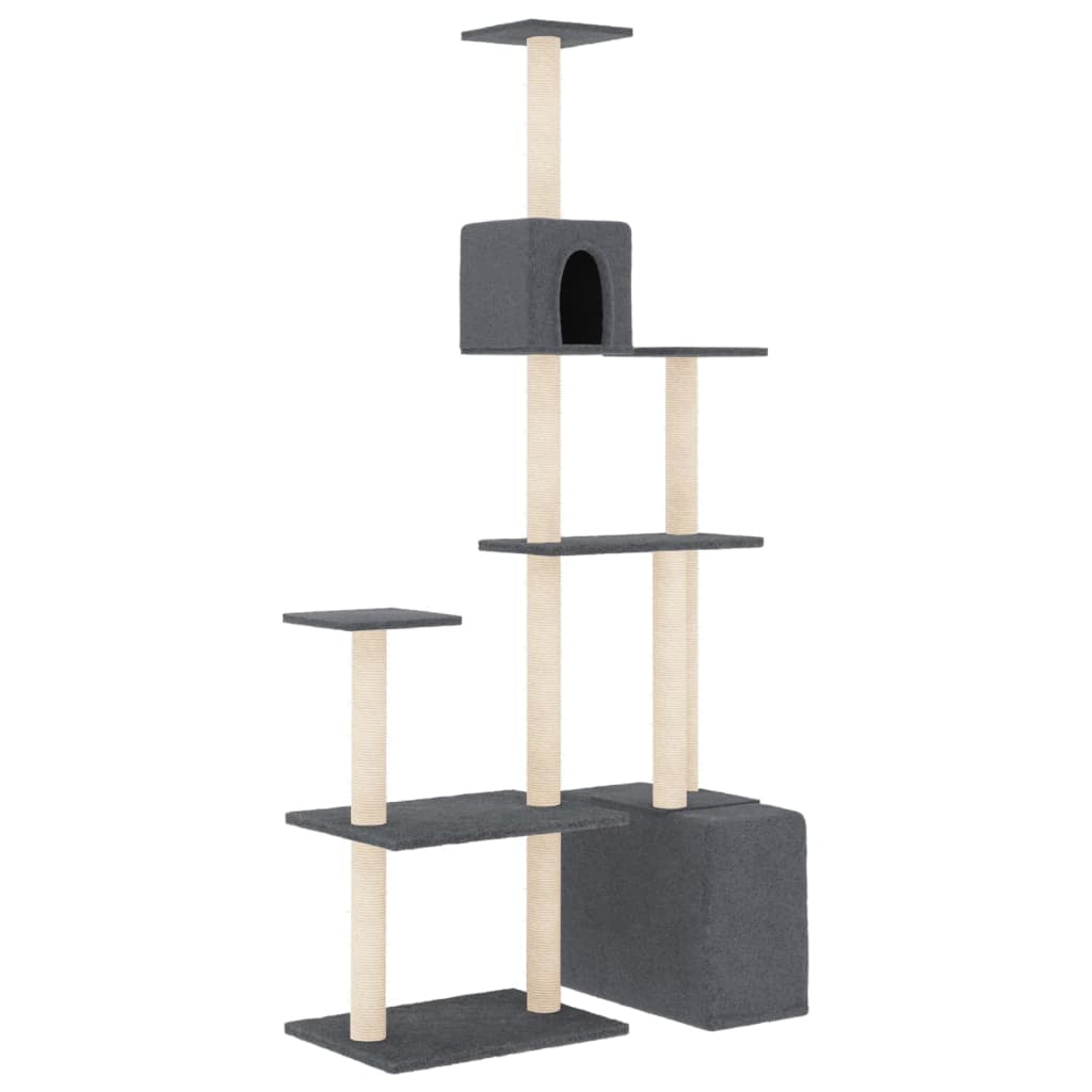 Vidaxl Rascador Para Gatos Con Postes De Sisal Gris Oscuro 180 Cm_0