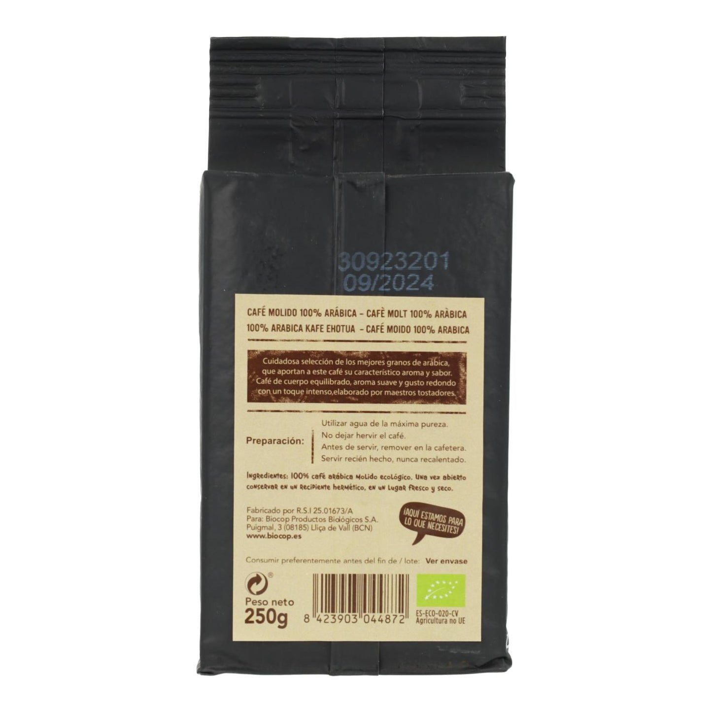 Café Molido 100% Arábica Bio Biocop 250 g