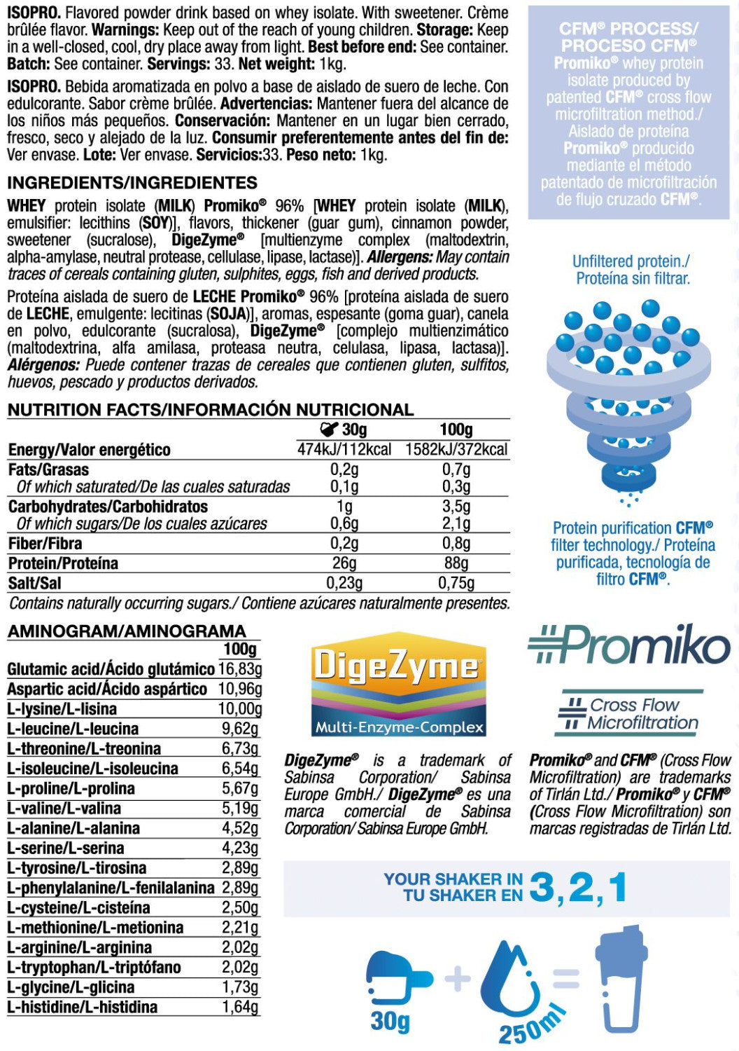 Isopro Cfm - 1kg - Crema Quemada - Proteína De Aislado De Suero Isolate - Quamtrax_5