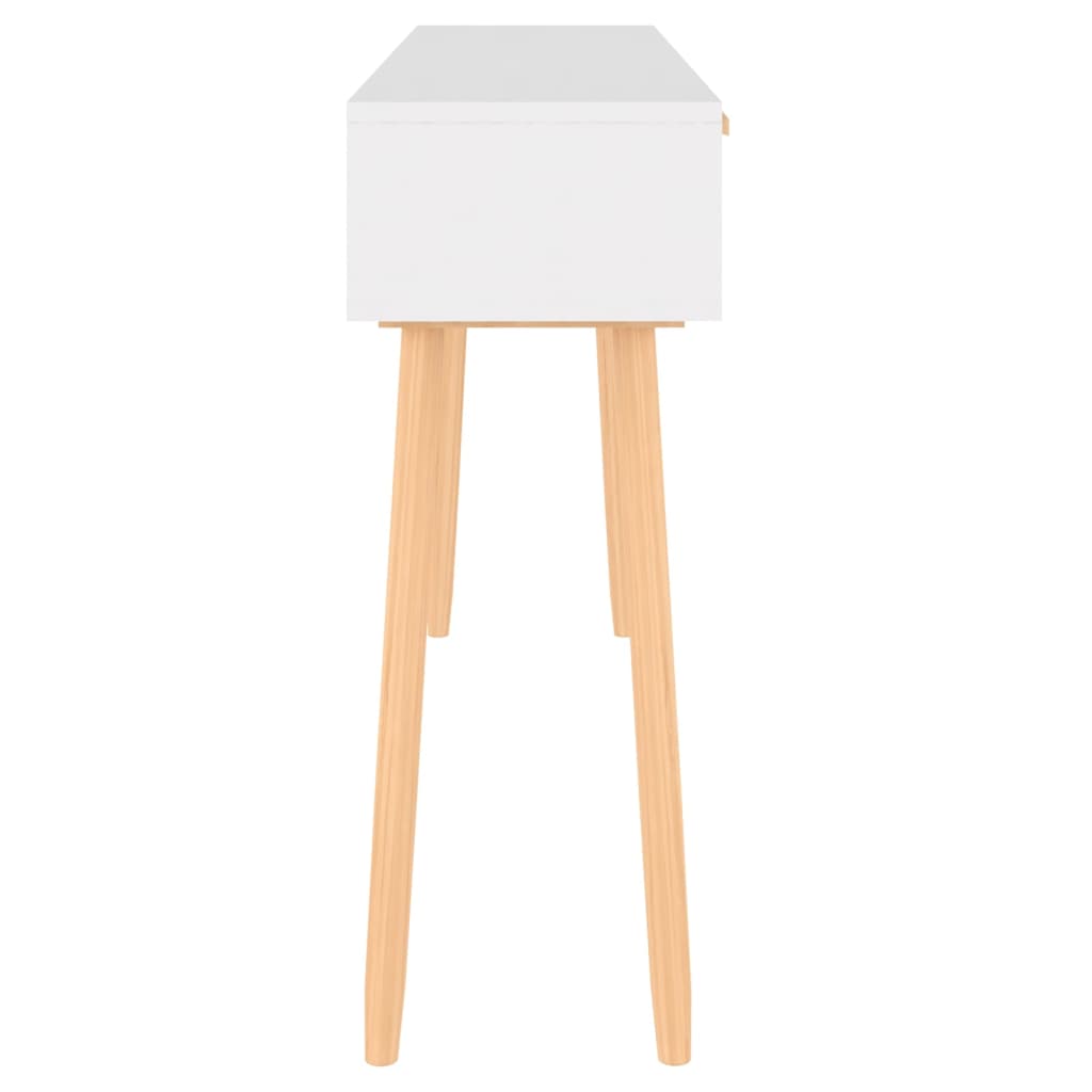 Mesa Consola Madera Pino Maciza Ratán Natural 105x30x75 Cm_2