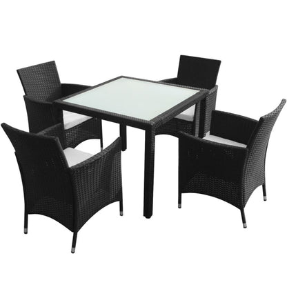 Vidaxl Set Comedor De Jardín 5 Piezas Y Cojines Ratán Sintético Negro_0