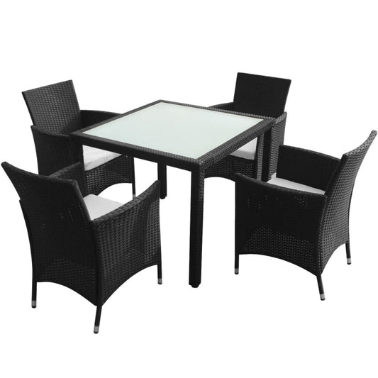 Vidaxl Set Comedor De Jardín 5 Piezas Y Cojines Ratán Sintético Negro_0