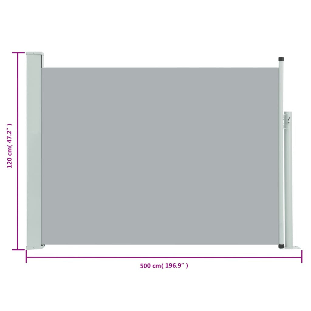 Vidaxl Toldo Lateral Retráctil De Jardín Gris 117x500 Cm_2