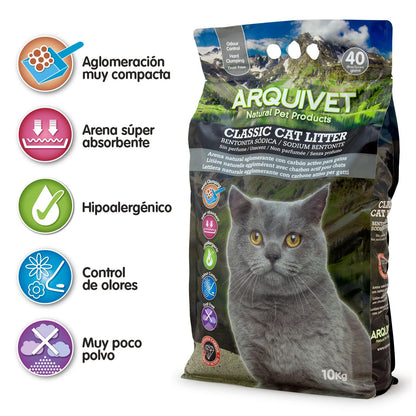 Classic Cat Litter Arquivet 10 Kg Arena aglomerante bentonita