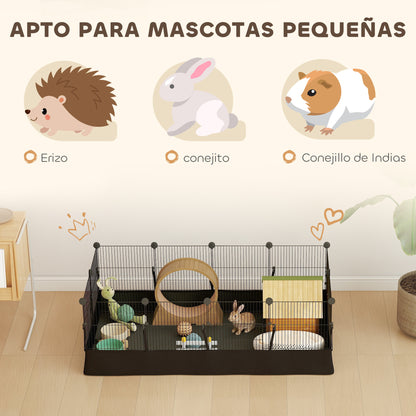 Pawhut Valla Metálica Para Mascotas 12 Paneles Alfombra Impermeable 120x60x40 Cm_5