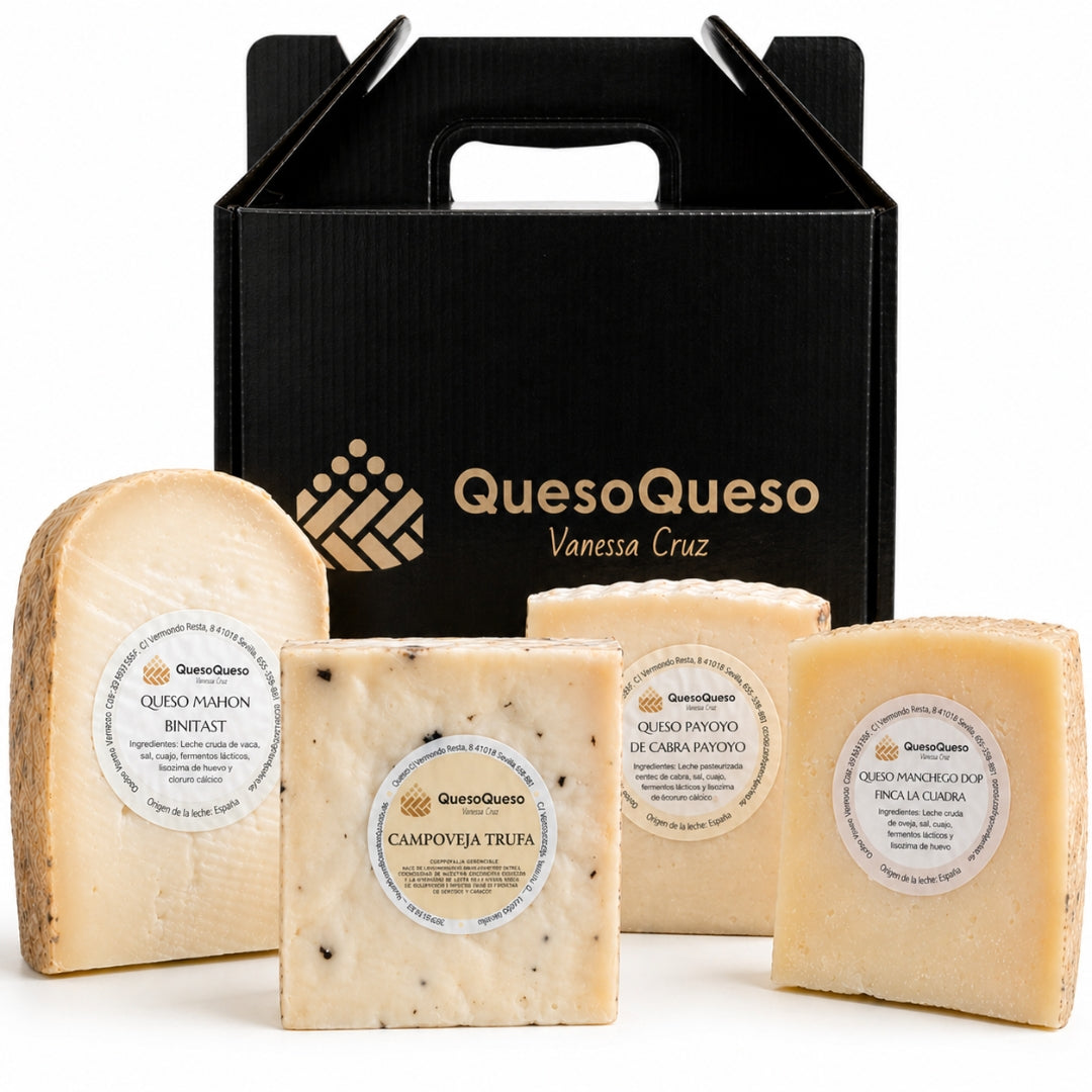 Caja De Quesos | Queso Manchego, Payoyo, Mahon Y Castellano Con Trufa | Regalo Pareja "díselo Con Quesos"_0