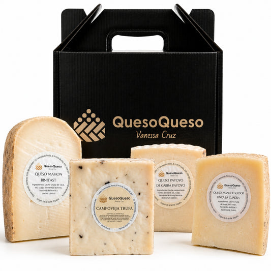Quesoqueso® Caja De Quesos | Queso Manchego, Payoyo, Mahon Y Castellano Con Trufa | Regalo Pareja díselo Con Quesos_0