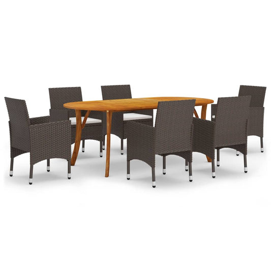 Juego De Comedor De Jardín 7 Piezas Marrón / Vetonek_0