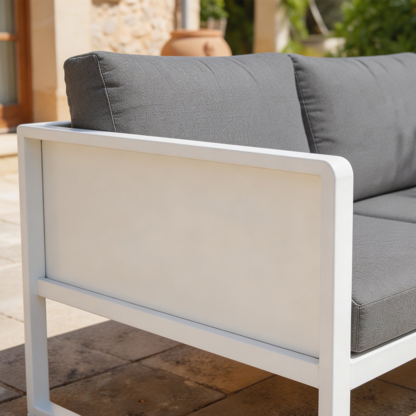 Outsunny Conjunto De Jardín Exterior De 4 Piezas En Forma De L Con Cojines Gris_4