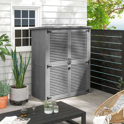 Outsunny Cobertizo De Madera 0,83 M² 127x65x168 Cm Con 2 Puertas Gris_1