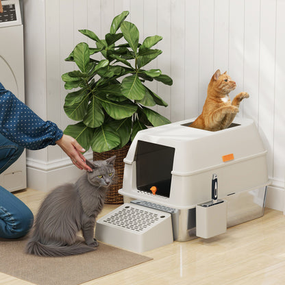 Pawhut Arenero Para Gatos Cubierto De Acero Inoxidable Con Paso De Salida Gris_1