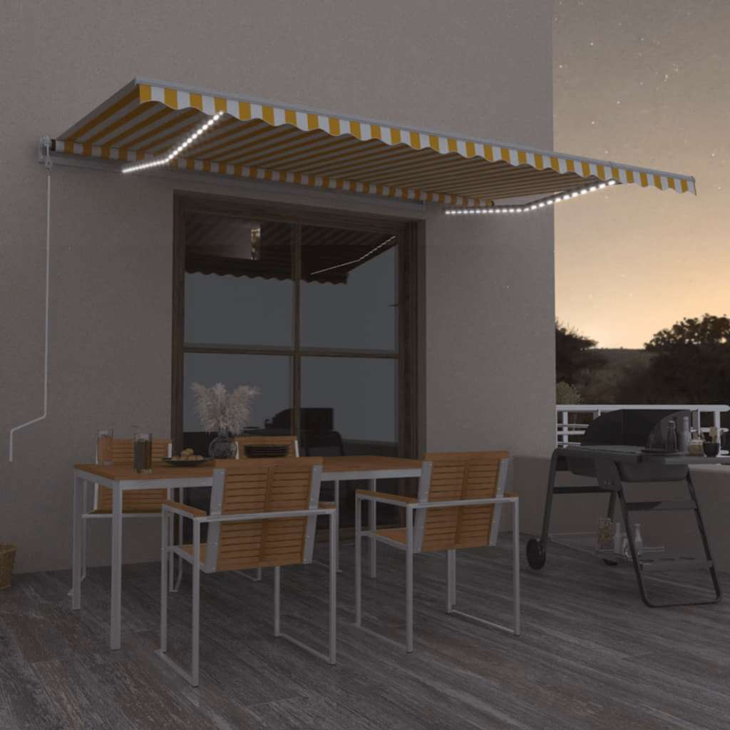 Toldo Automático Led Sensor De Viento Amarillo/blanco 500x300cm_1