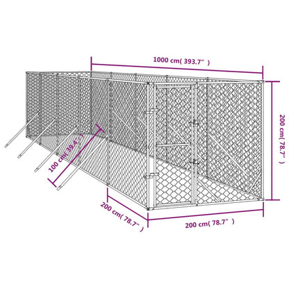Vidaxl Perrera De Exterior Acero Galvanizado Plateado 2x10x2 M_3