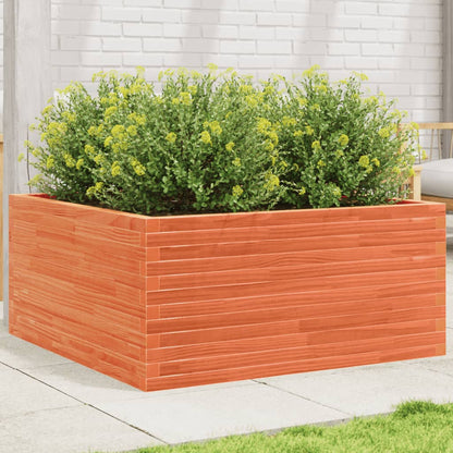 Jardinera De Madera Maciza Pino Marrón Cera 100x100x46 Cm_1