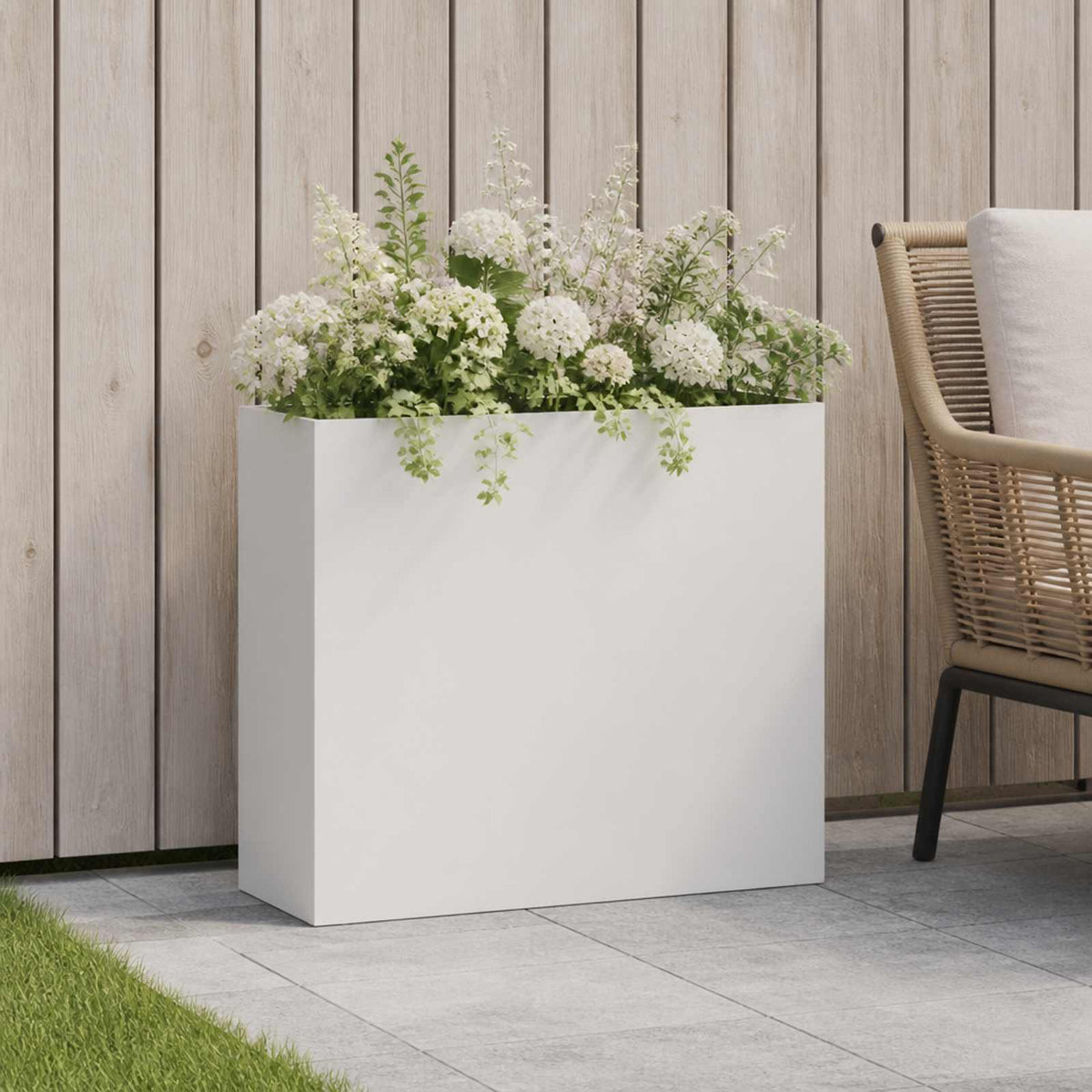 Macetero De Jardín Blanco 50 X 20 X 40 Cm_1