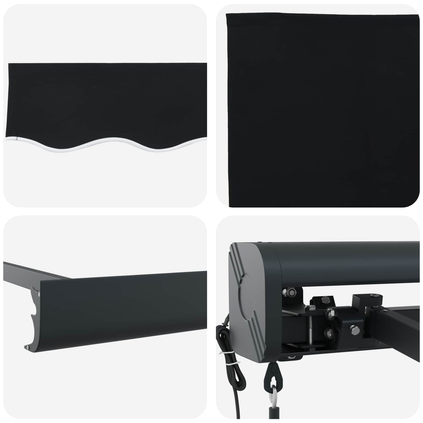 Toldo Retráctil Negro 400 X 300 Cm Tela Y Metal_5
