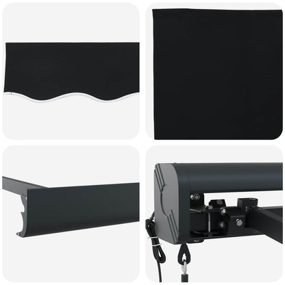 Toldo Retráctil Negro 400 X 300 Cm Tela Y Metal_5