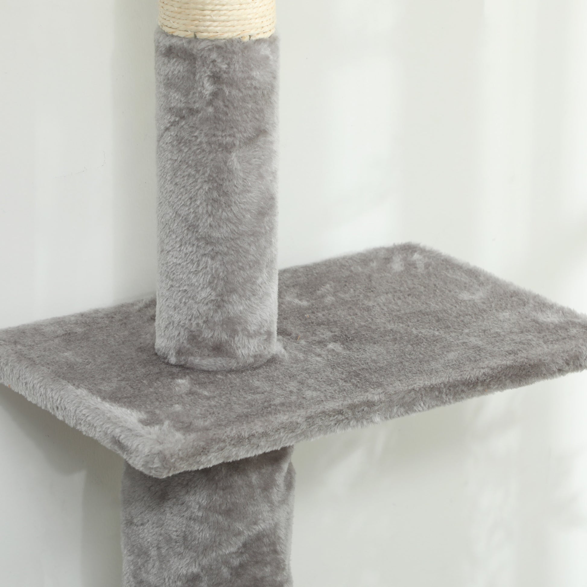 Pawhut Árbol Para Gatos De Suelo A Techo 225-275 Cm Con Plataformas Gris Claro_4