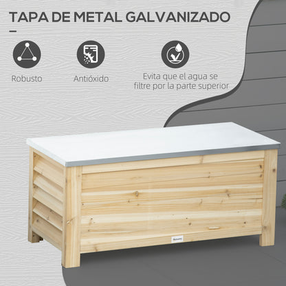 Outsunny Arcón De Jardín Exterior Con Tapa De Metal Galvanizado Natural_5