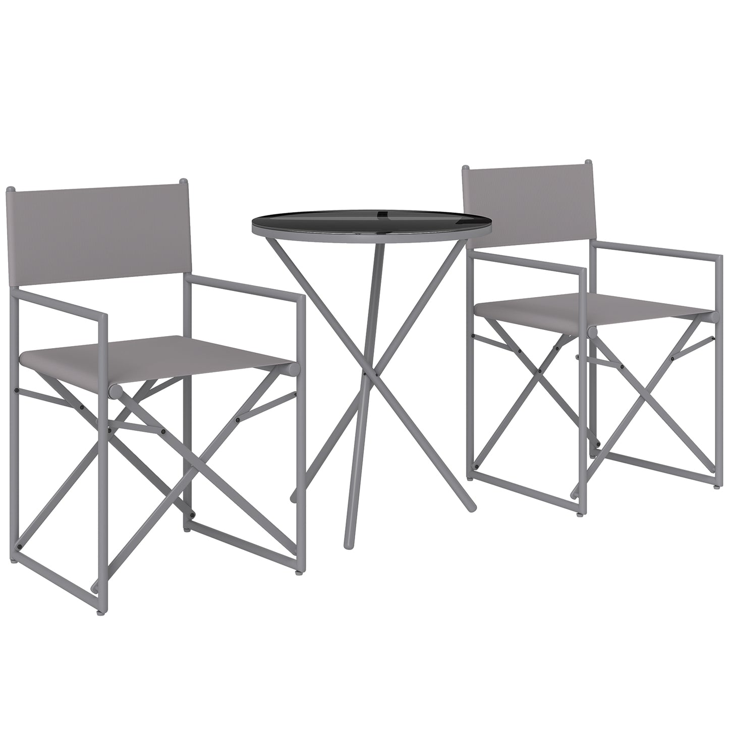 Outsunny Conjunto De Muebles De Jardín Con 2 Sillas Plegables Y Mesa Gris Oscuro_0