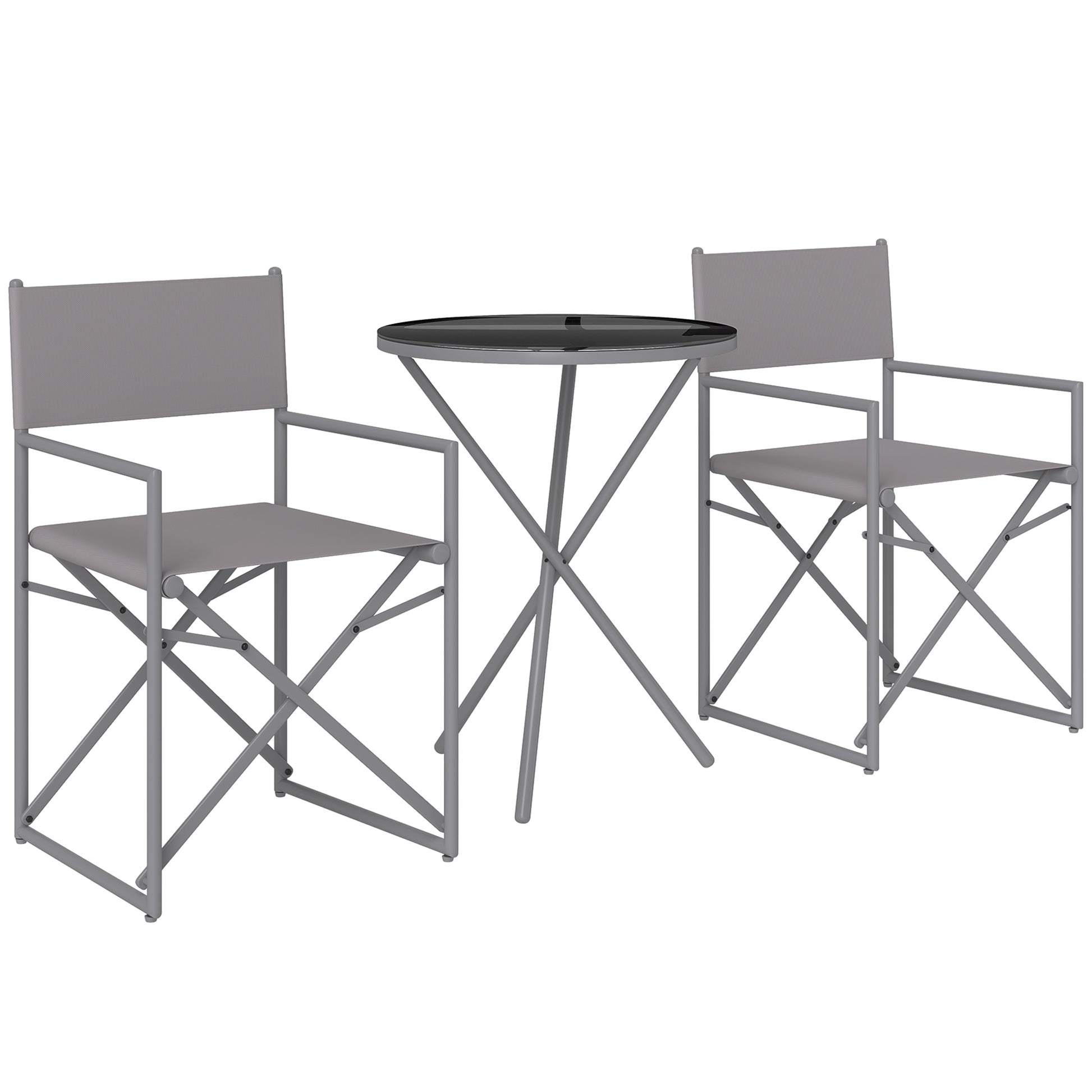 Outsunny Conjunto De Muebles De Jardín Con 2 Sillas Plegables Y Mesa Gris Oscuro_0