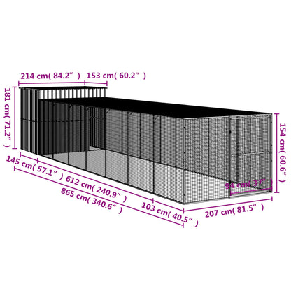 Vidaxl Caseta Perros Corral Acero Galvanizado Gris Claro 214x865x181cm_2