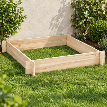 Arriate De Madera Outsunny Madera De Abeto Madera Natural 100x100x16 Cm_1