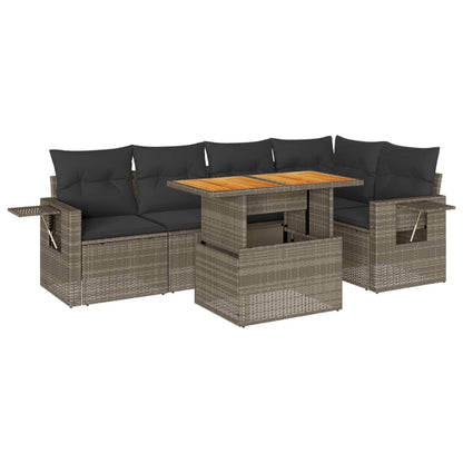 Set De Muebles De Jardín 6 Pzas Y Cojines Ratán Sintético Gris / Vetonek_3