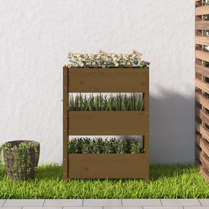 Jardinera De Madera Maciza De Pino Marrón Miel 77x25x104,5 Cm_2