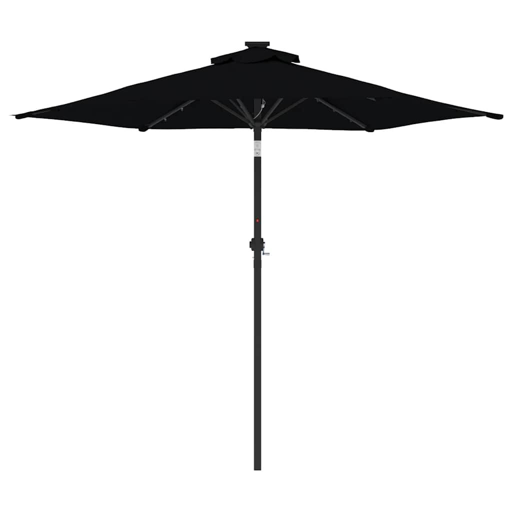 Vidaxl Sombrilla Jardín Con Luces Led Poste Acero Negro 225x225x212 Cm_4