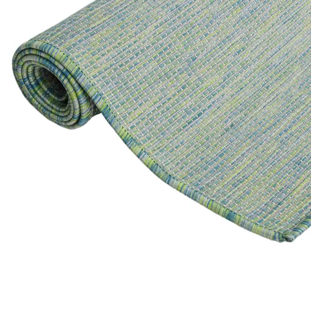 Alfombra De Exterior De Tejido Plano Turquesa 80x150 Cm_2