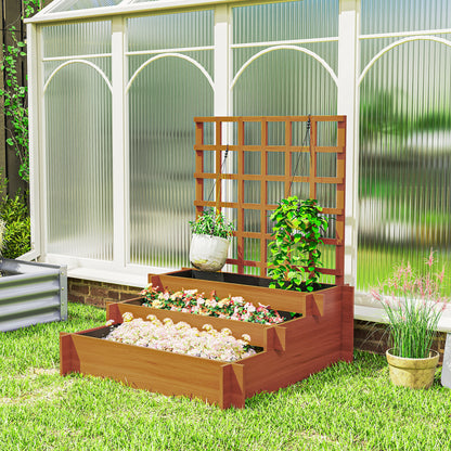 Outsunny Jardinera De 3 Niveles Con Enrejado Para Cultivos Verduras 95x95x110 Cm_4