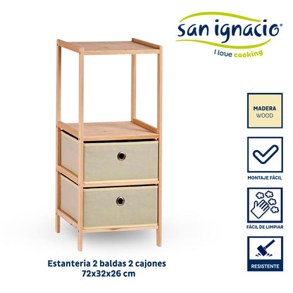 Estantería 2 Baldas + 2 Cajones Natural - Colección Kipit
