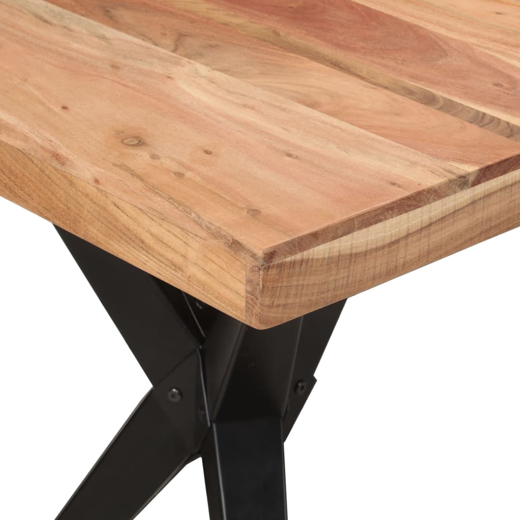 Mesa De Comedor Madera Maciza De Acacia Negra 140x70x76 Cm_3