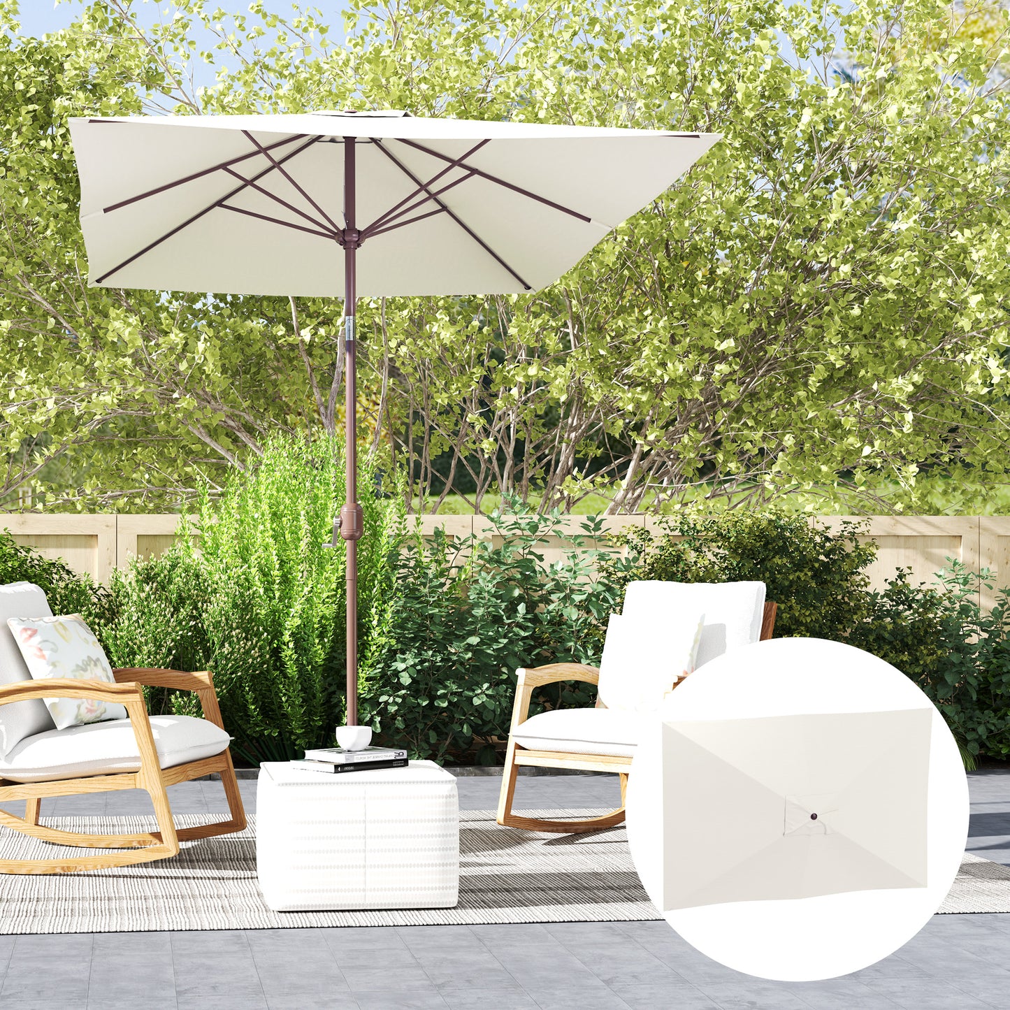 Outsunny Toldo De Recambio De Sombrilla De 3x2 M Con Ventilación Superior Beige_4