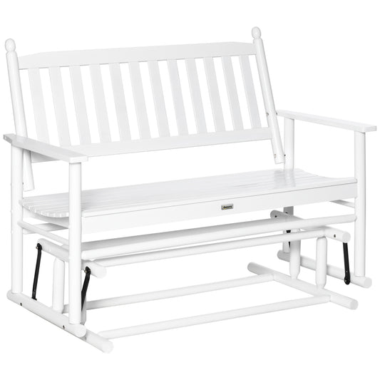 Outsunny Banco Mecedora De Jardín De 2 Plazas De Madera Carga Máx. 250 Kg Blanco_0