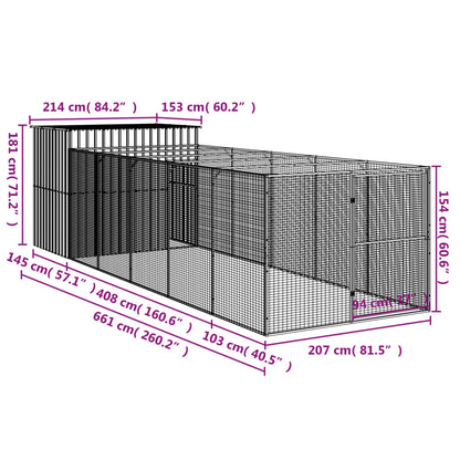 Vidaxl Caseta Perros Corral Acero Galvanizado Gris Claro 214x661x181cm_2