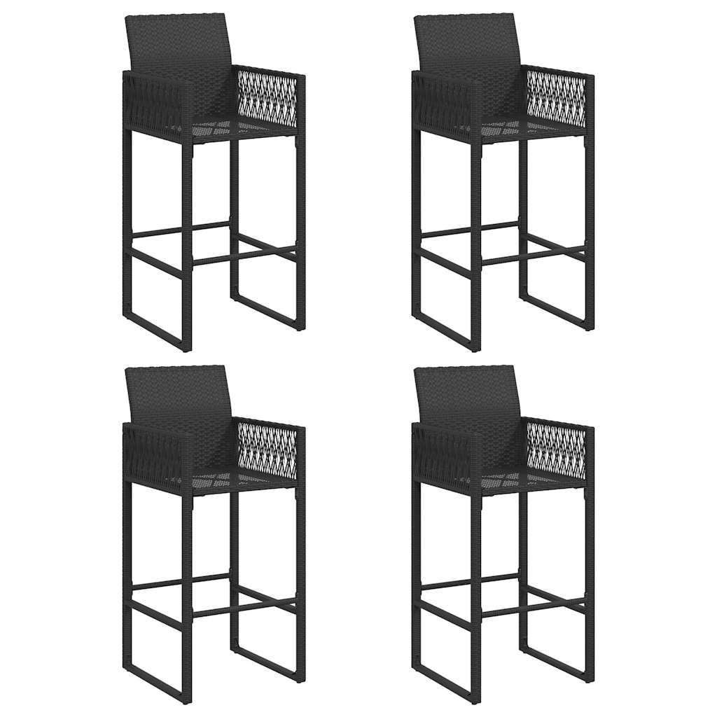 Set Bar Jardín Sin Cojines 5 Pzas Ratán Sintético Acacia Negro / Vetonek_3