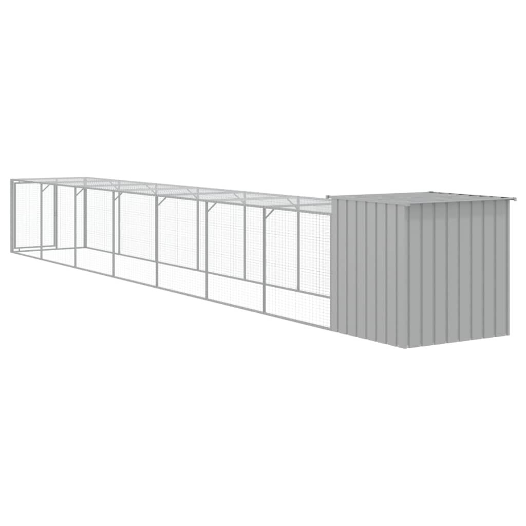 Vidaxl Gallinero Con Corral Acero Galvanizado Gris Claro 110x813x110cm_4