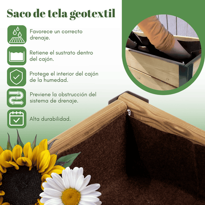 Jardinera Elevada De Madera Marrón 90x40x78 Cm De Estructura Metálica Y Bandeja Recoge Aguas Mi Huerto Urban_3