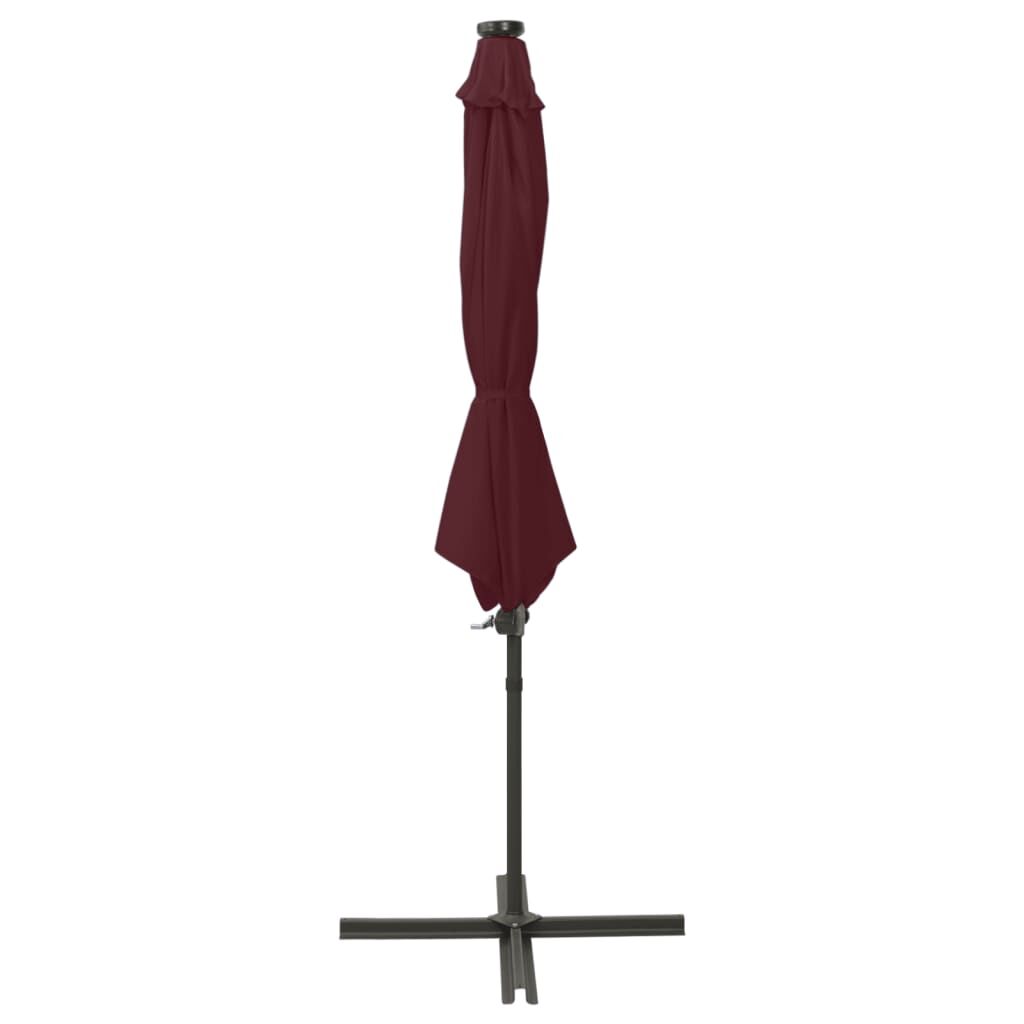 Vidaxl Sombrilla Jardín Voladiza Palo Y Luces Led Rojo Burdeos 300 Cm_1