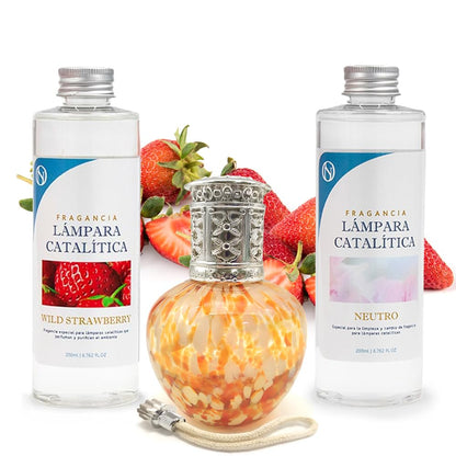 Pack Ahorro Lámpara Catalítica Drops Orange + Fragancia Wild Strawberry 200ml + Limpiador Neutro 200ml + Mecha Repuesto_0