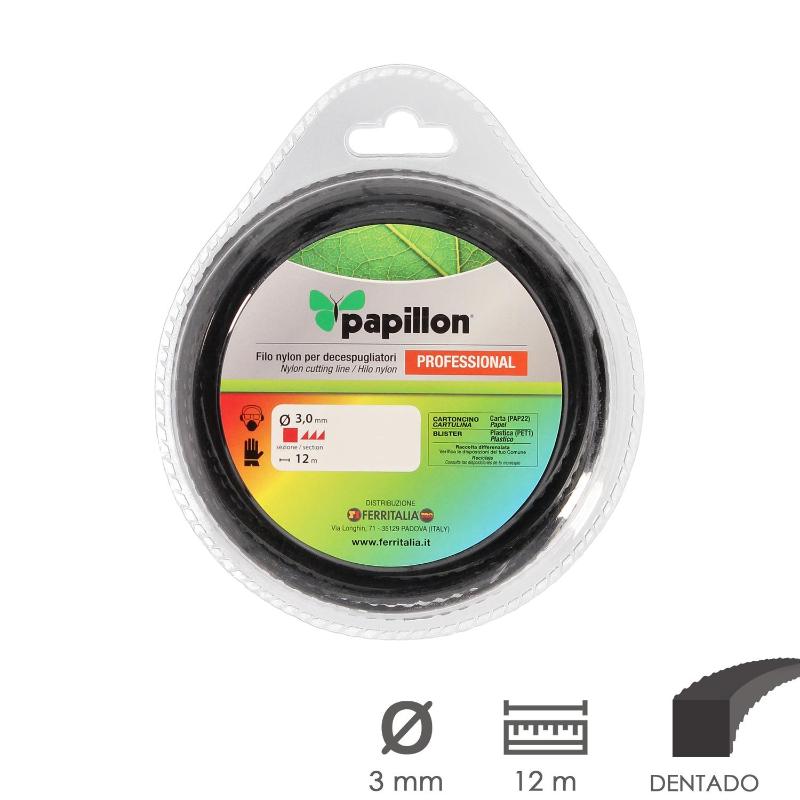 Hilo Nylon Desbrozadoras Cuadrado Dentado Profesional Ø 3,0 Mm. Rollo 12 Metros. Hilo Nylon Corte Desbrozadores Hierba,_0