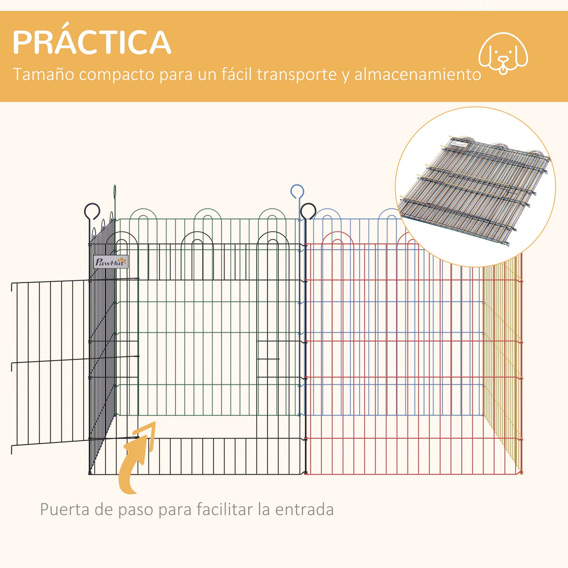 Pawhut Parque Plegable Para Mascotas De 6 Paneles De Alambre Para Jardín Ø120x66_5