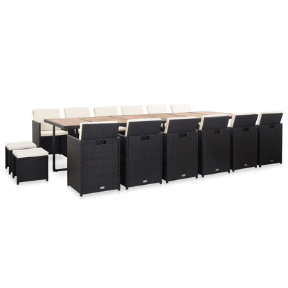 Vidaxl Set Comedor De Jardín 17 Piezas Y Cojines Ratán Sintético Negro_1
