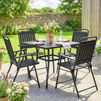 Outsunny Juego De 4 Sillas De Jardín Exterior Plegables 55x63x93 Cm Negro_1