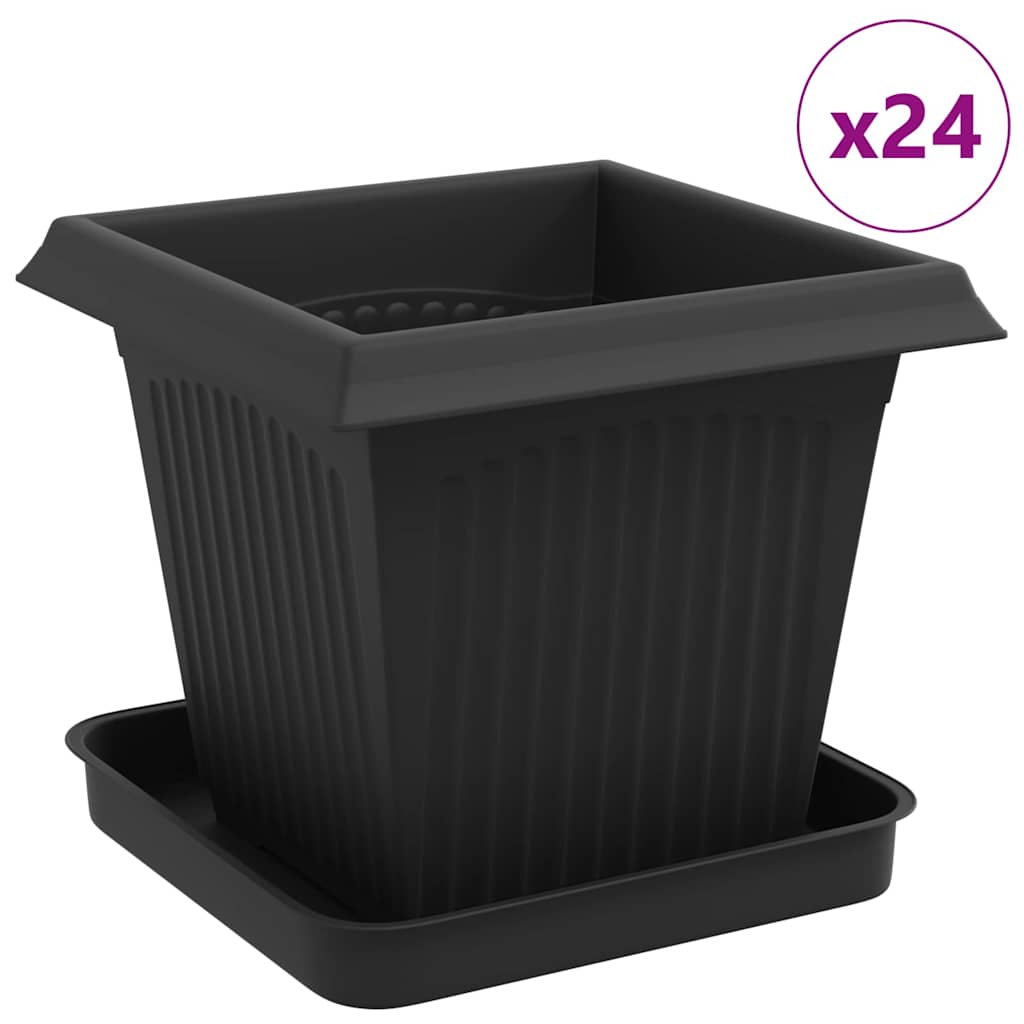 Macetas 24 Pcs Negro 16 X 16 X 14 Cm Plástico_0