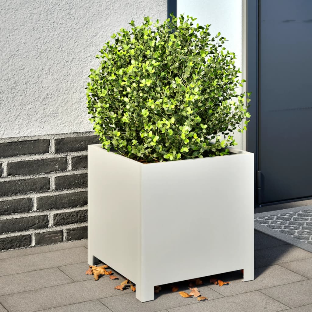 Jardinera De Acero Blanco 40x40x40 Cm_1