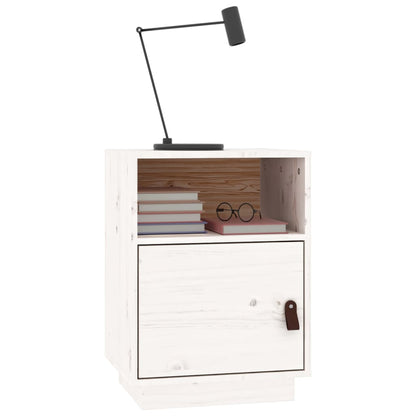 Mesitas De Noche 2 Uds Madera Maciza Pino Blanco 40x34x55 Cm_2
