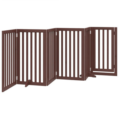 Vidaxl Puerta Para Perros Plegable 6 Paneles Madera Álamo Marrón 300cm_5